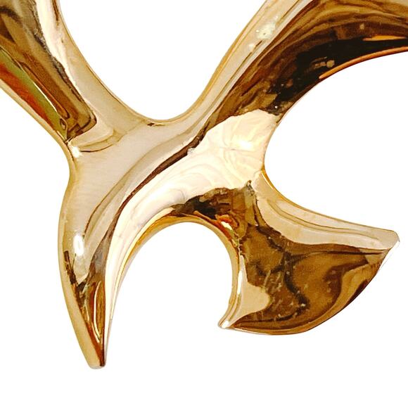 VTG Mid Century Seagull Brooch Modernist Coastal 60s Seaside Gold Tone Bird Pin - Picture 3 of 11